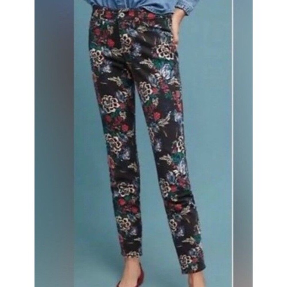 Anthropologie Pilcro Size 26 Floral Mid-Rise Skinny Ankle Jeans NWT